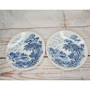 Lot Of 2 Countryside Wedgwood And Co. Made In England Teacup Blue White Saucers